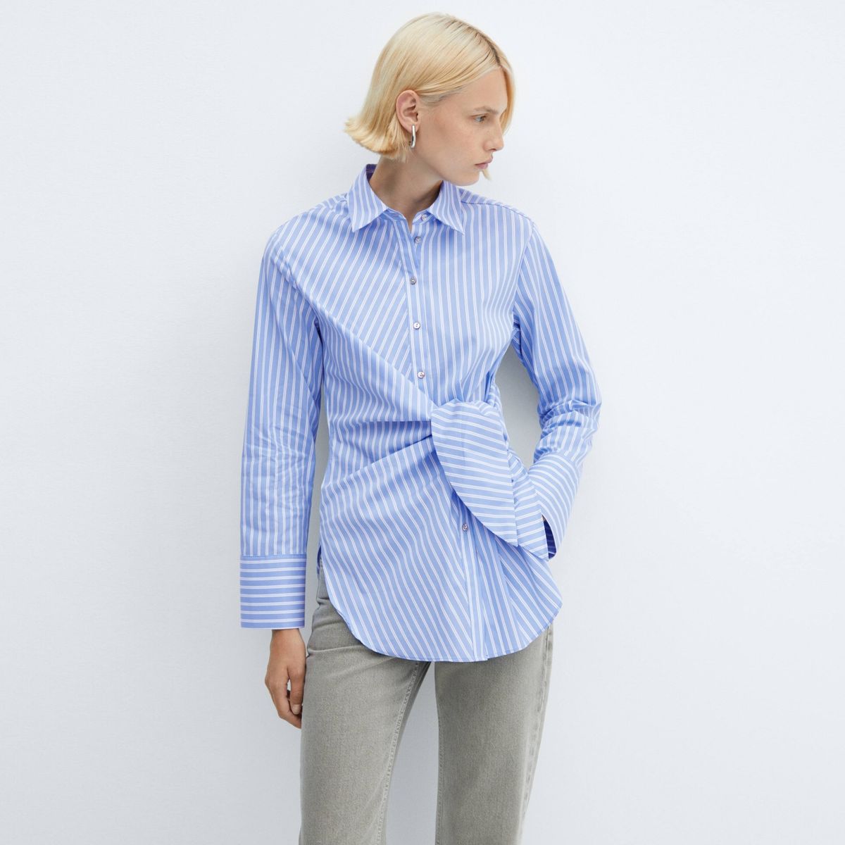 MANGO - Blusa Rayas Nudo Mujer Mango