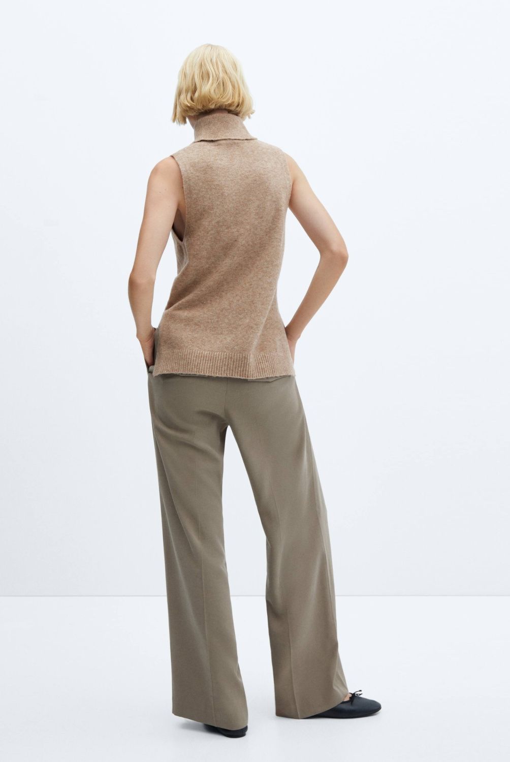 MANGO - Chaleco Punto Cuello Vuelto Mujer Mango
