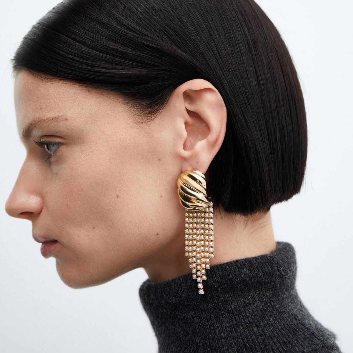 MANGO - Pendientes Largos Perla Mujer Mango