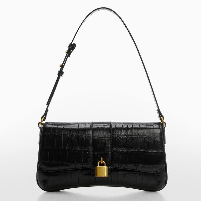 MANGO - Cartera de Hombro Candado Efecto Piel Coco Mujer Mango
