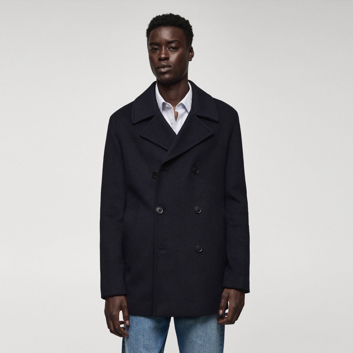 MANGO MAN - Abrigo Cruzado Lana Reciclada Hombre Mango Man