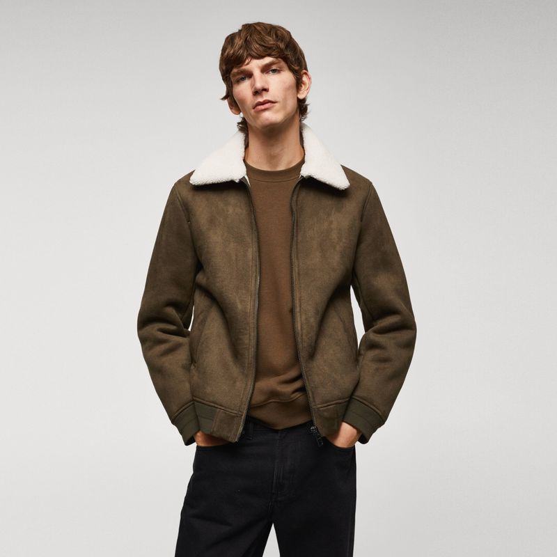 MANGO MAN - Cazadora Efecto Piel Borreguillo Hombre Mango Man