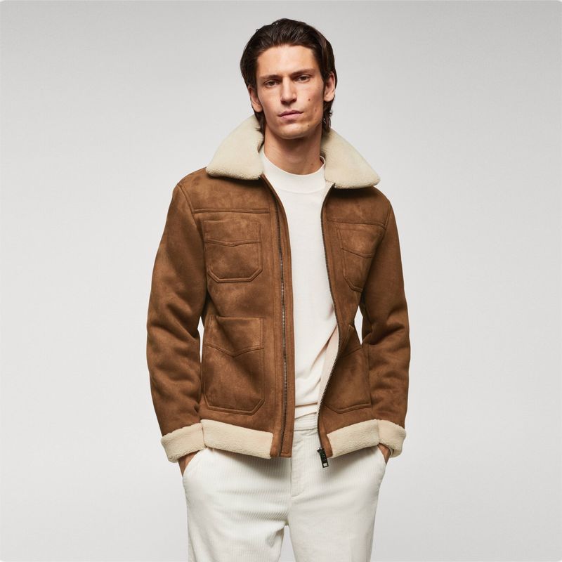 MANGO MAN - Chaqueta Doble Faz Efecto Ante Hombre Mango Man