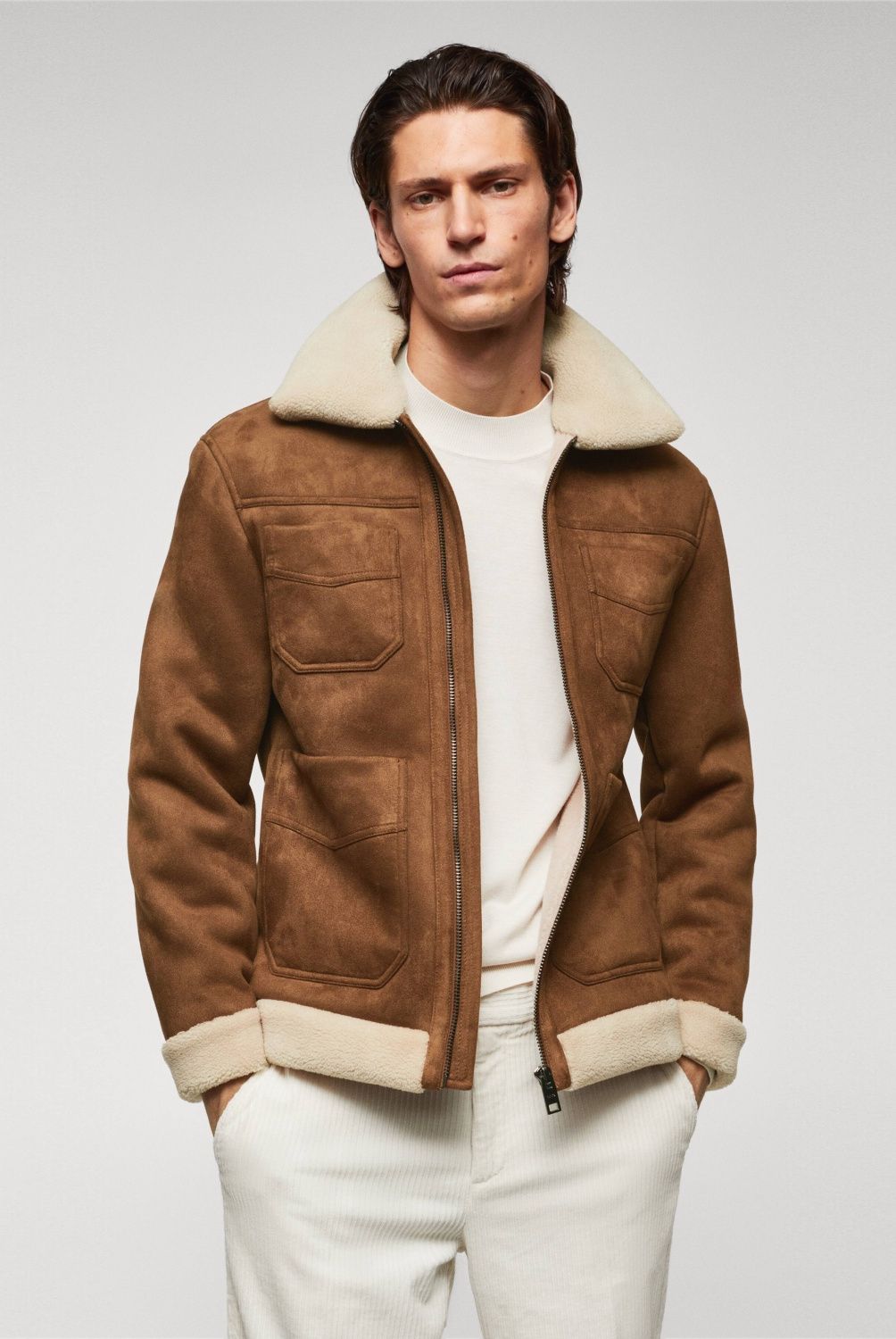 MANGO MAN - Chaqueta Doble Faz Efecto Ante Hombre Mango Man
