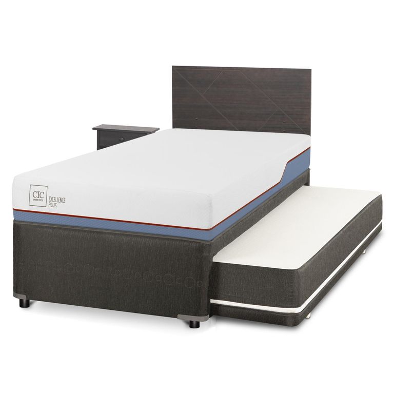 CIC Cama Nido Excellence Plus 1.5 Plazas x 2.00 mt + Respaldo + 1 Velador