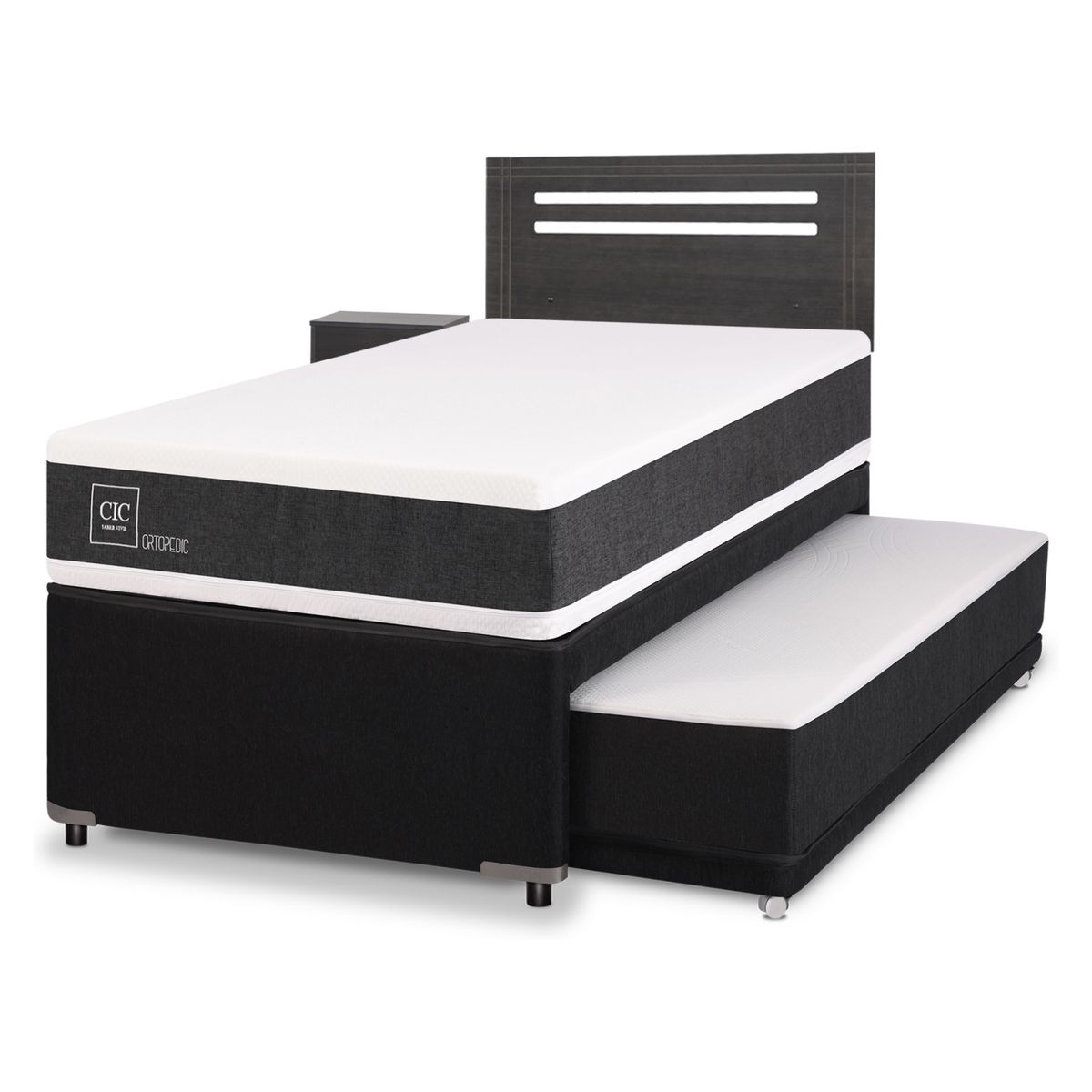 CIC - Diván Ortopedic 1.5 Plazas + Respaldo + 1 Velador CIC