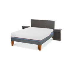 CIC - Cama Europea ExCama Europeallplus 2 Plazas + Respaldo + 2 Veladores