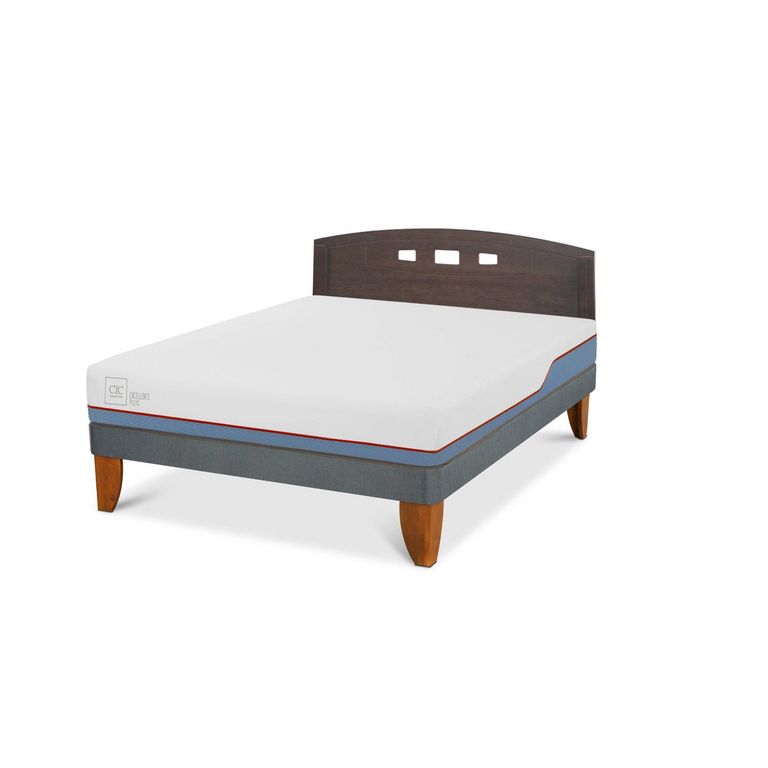 Cama Europea Excellence Plus 2 Plazas x 2.00 mt base normal + Respaldo