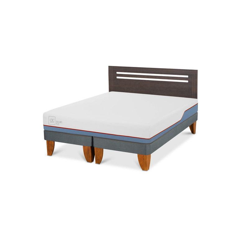 Cama Europea Excellence Plus 2 plazas x 2.00 mt Base Dividida + Respaldo
