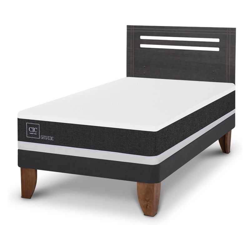 CIC - Cama Europea Ortopedic 1.5 Plaza + Respaldo Cic