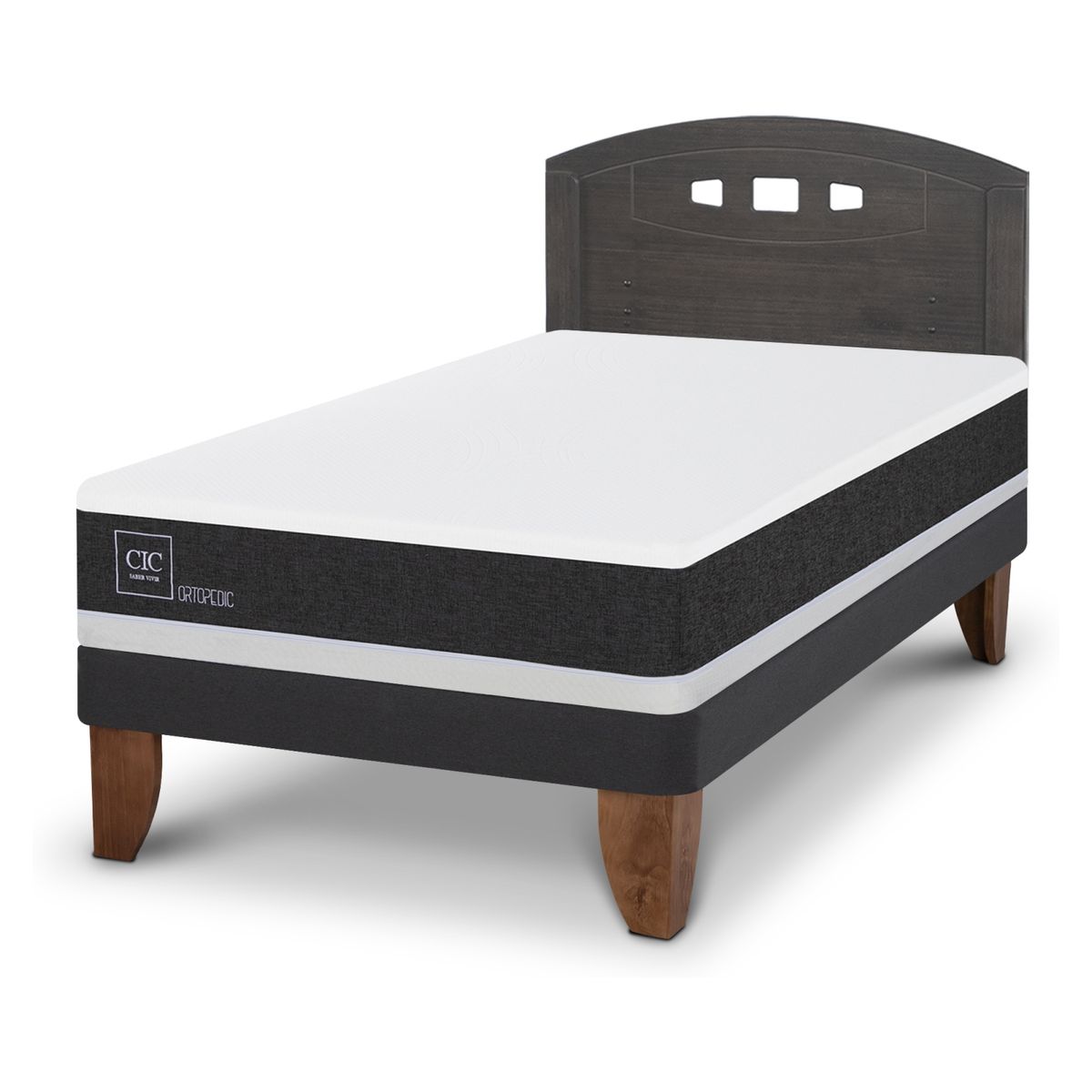 CIC - Cama Europea Ortopedic 1.5 Plaza + Respaldo Cic