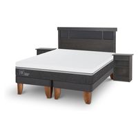 Cama Europea Ortopedic 2 Plazas + Respaldo + 2 Veladores