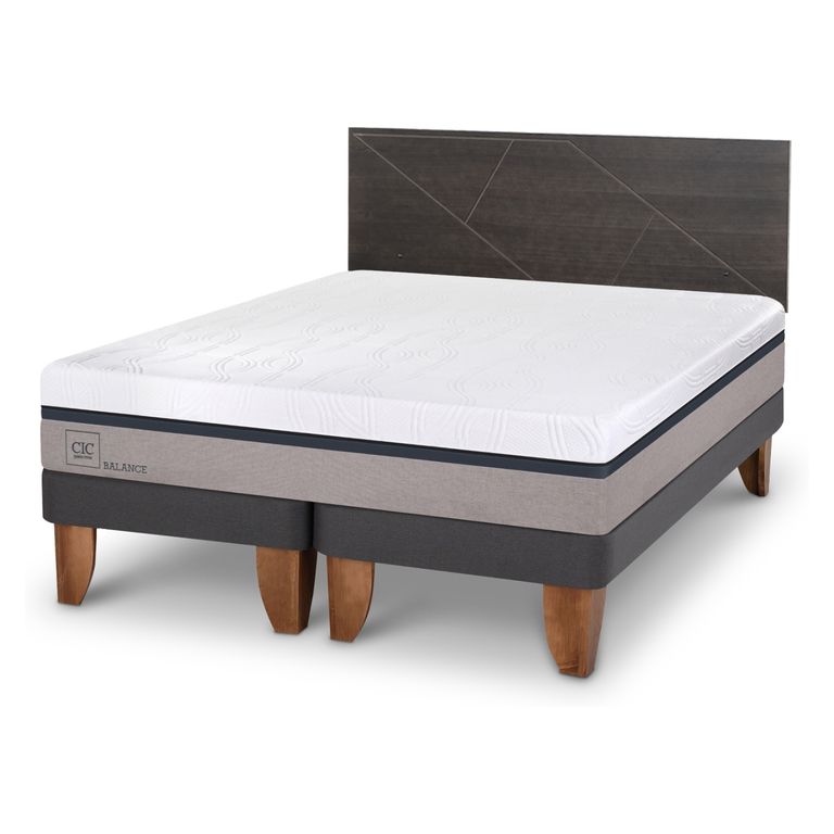 CIC Cama Europea Balance King x 2.00mt Base Dividida + Respaldo