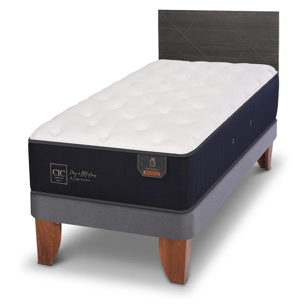 CIC - Cama Europea Premium 1.5 Plaza + Respaldo Cic