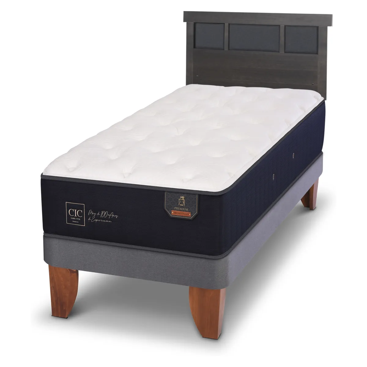 CIC - Cama Europea Premium 1.5 Plaza + Respaldo Cic
