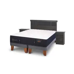 CIC - Cama Europea Premium 2 Plazas + Respaldo + 2 Veladores