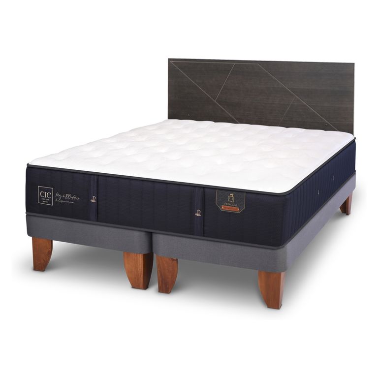 CIC Cama Europea 2 Plazas Premium 150X200 Cm Base Dividida + Respaldo