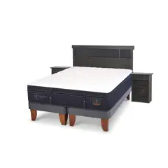 CIC - Cama Europea Super Prem 2 Plazas + Respaldo + 2 Veladores