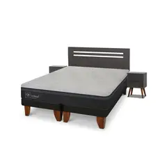 CIC - Cama Europea Hybrid Plus 2 Plazas + Respaldo + 2 Veladores