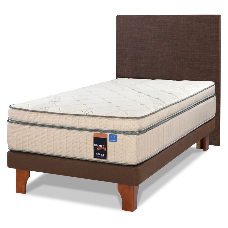 FLEX - Cama Europea Maximo Cobre 1.5 Plazas + Respaldo Flex