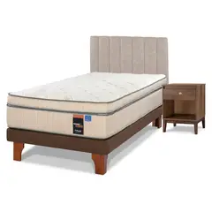 FLEX - Cama Europea Maximo Cobre 1.5 Plazas + Respaldo Incluye 1 Velador