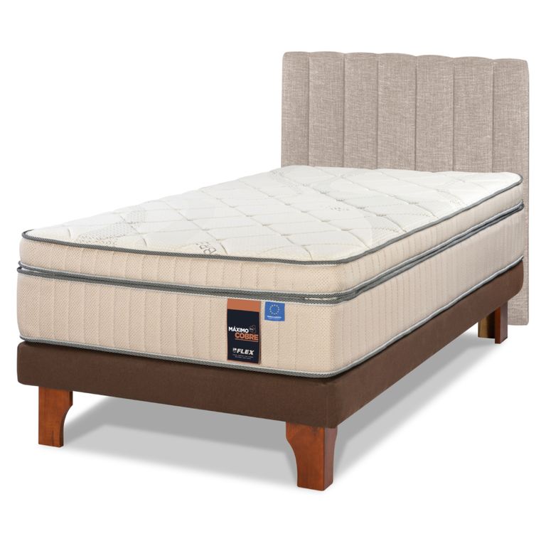 FLEX Cama Europea Maximo Cobre 1.5 Plazas x 2.00mt + Respaldo