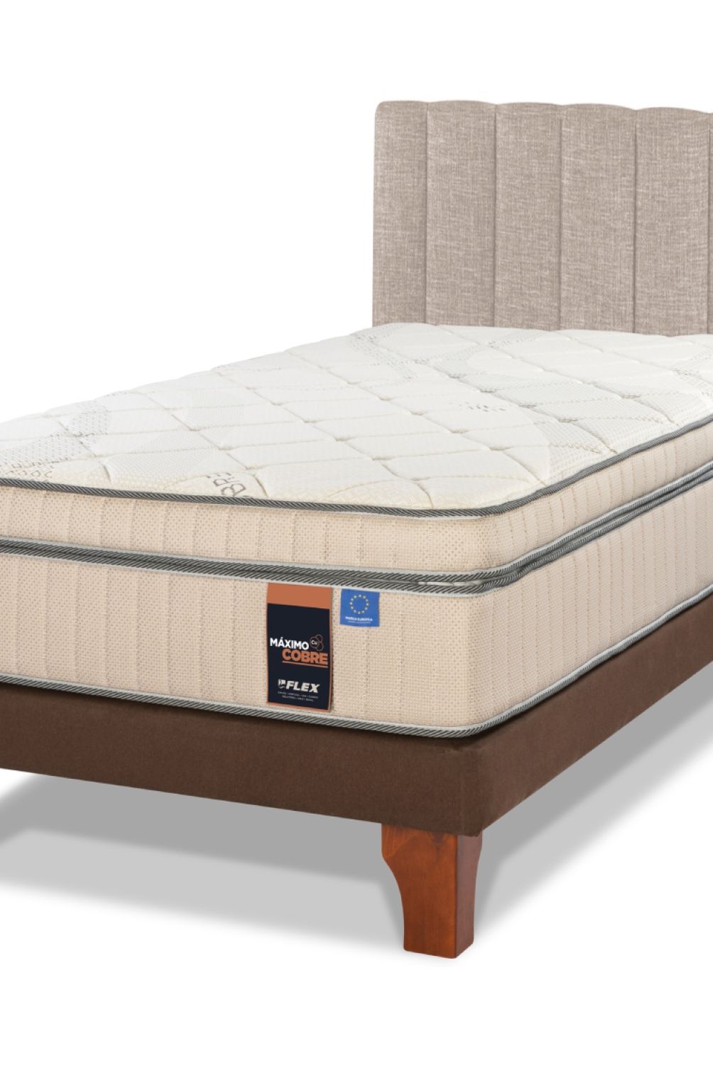 FLEX - Cama Europea Maximo Cobre 1.5 Plazas + Respaldo Flex