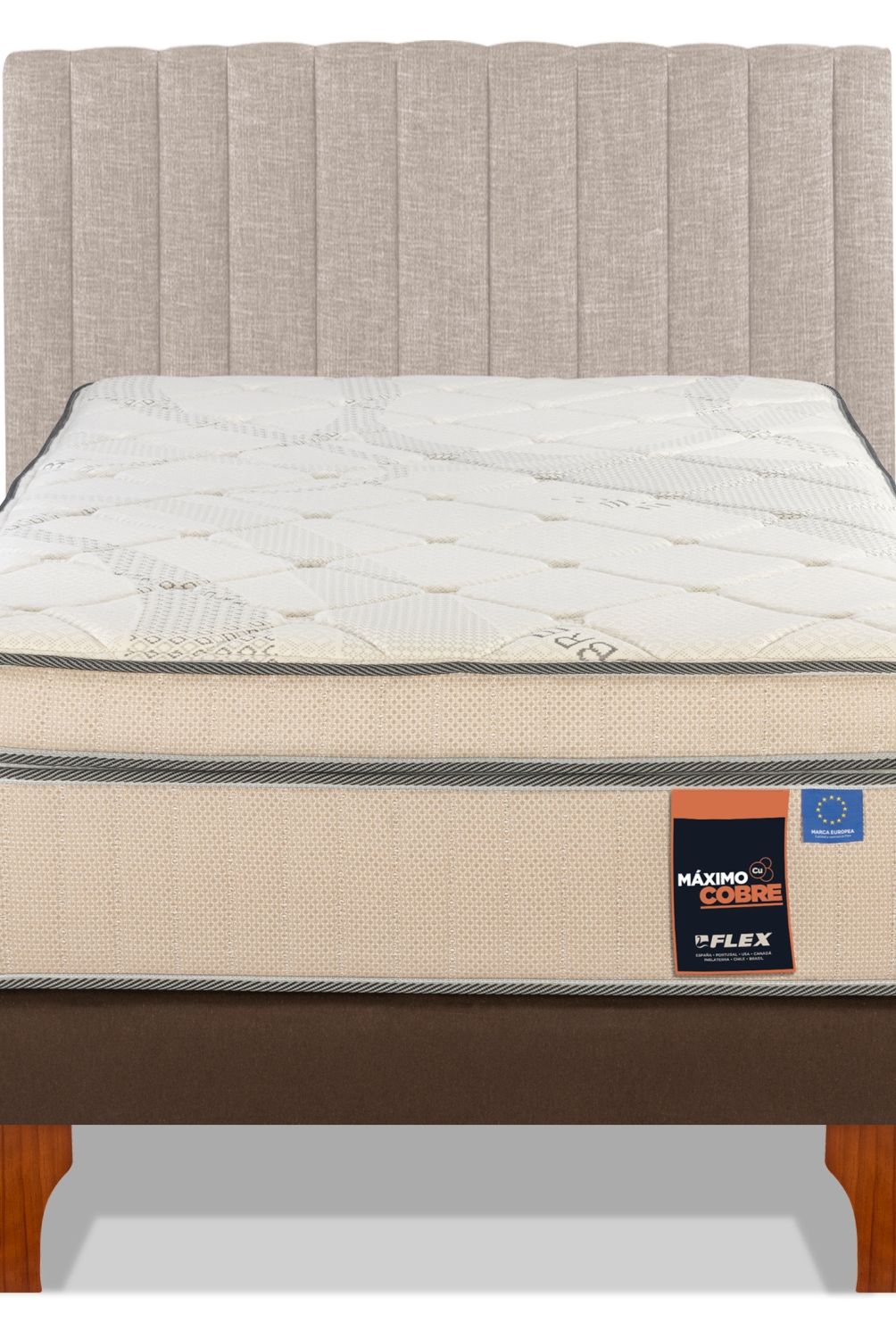 FLEX - Cama Europea Maximo Cobre 1.5 Plazas + Respaldo Flex