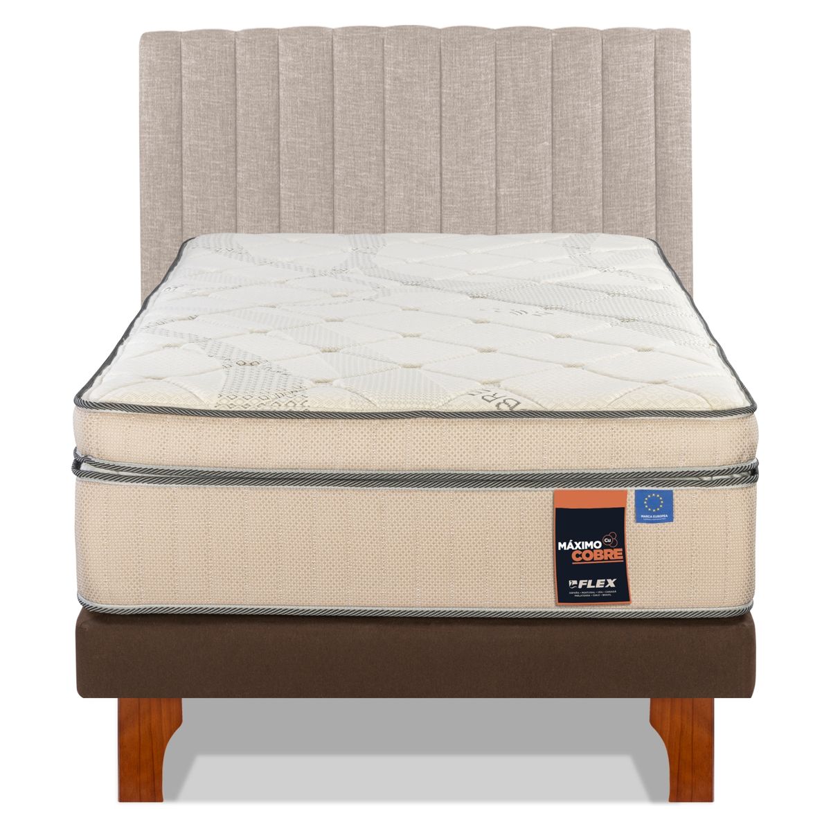 FLEX - Cama Europea Maximo Cobre 1.5 Plazas + Respaldo Flex