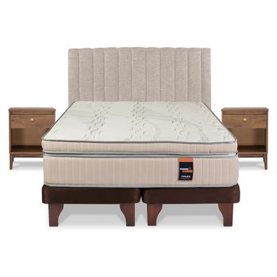 Imagen 2 del producto Cama Europea Maximo Cobre 2 Plazas + Respaldo Incluye 2 Veladores