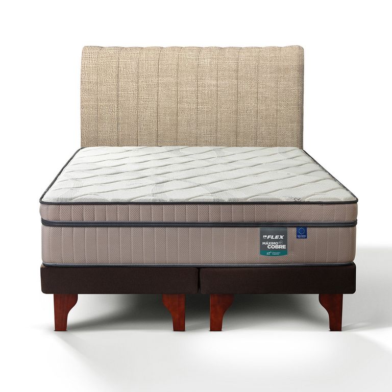 Cama Europea Maximo Cobre King x 2.00mt Base Dividida + Respaldo