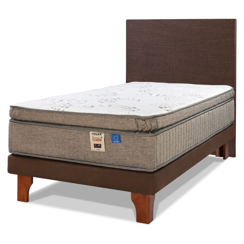 FLEX - Cama Europea Terra Cobre 1.5 Plazas + Respaldo Flex