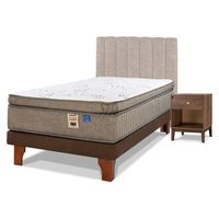Cama Europea Terra Cobre 1.5 Plazas + Respaldo Incluye 1 Velador