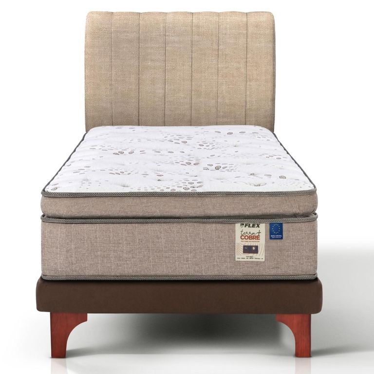 Cama Europea Terra Cobre 1.5 Plazas + Respaldo