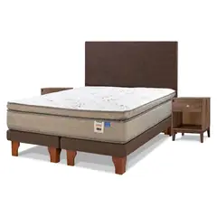 FLEX - Cama Europea Terra Cobre 2 Plazas + Respaldo Incluye 2 Veladores