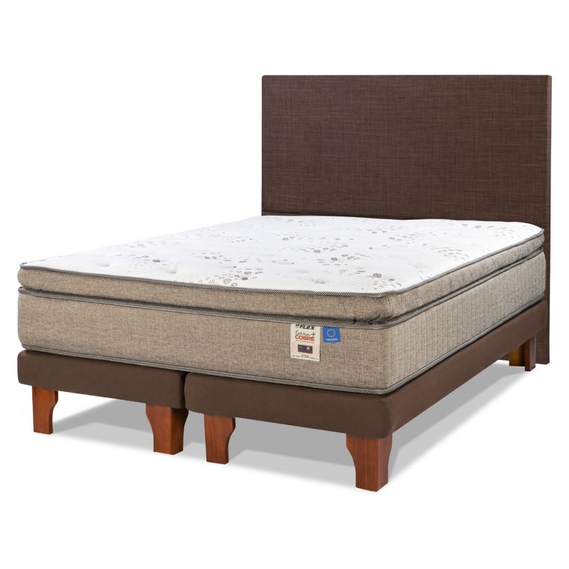 FLEX - Cama Europea Terra Cobre 2 Plazas + Respaldo Flex