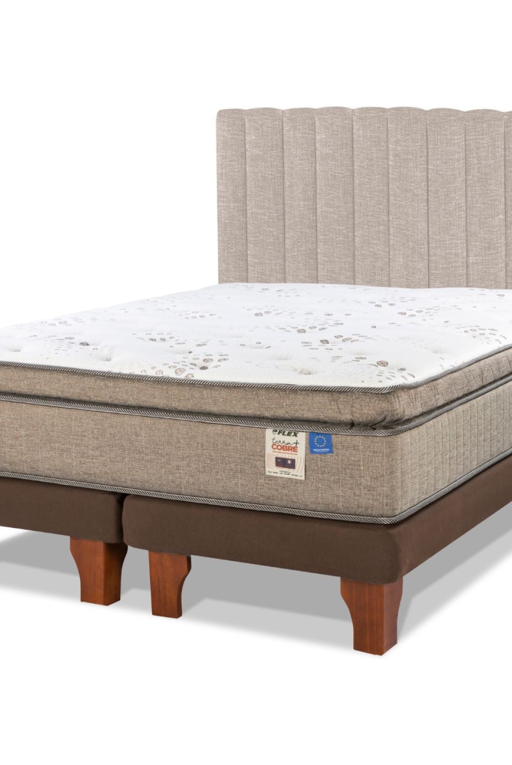 FLEX - Cama Europea Terra Cobre 2 Plazas + Respaldo Flex
