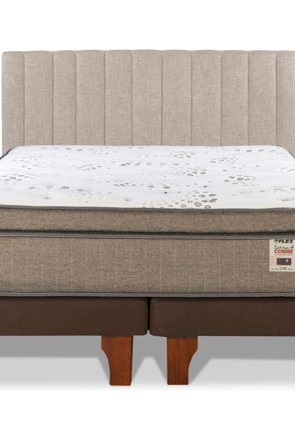 FLEX - Cama Europea Terra Cobre 2 Plazas + Respaldo Flex