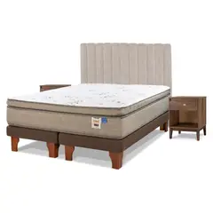 FLEX - Cama Europea Terra Cobre King + Respaldo Incluye 2 Veladores
