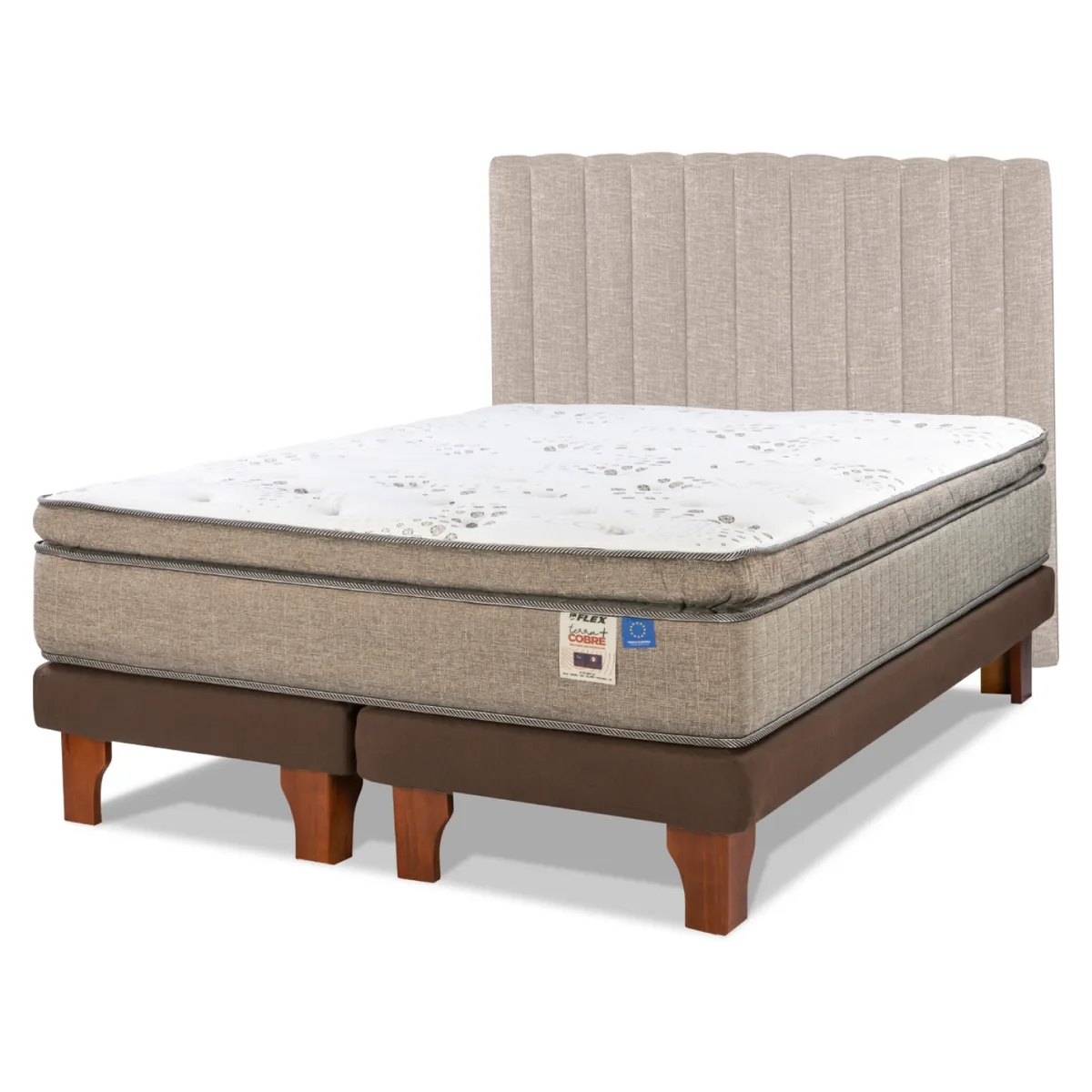 FLEX - Cama Europea Terra Cobre King + Respaldo Flex