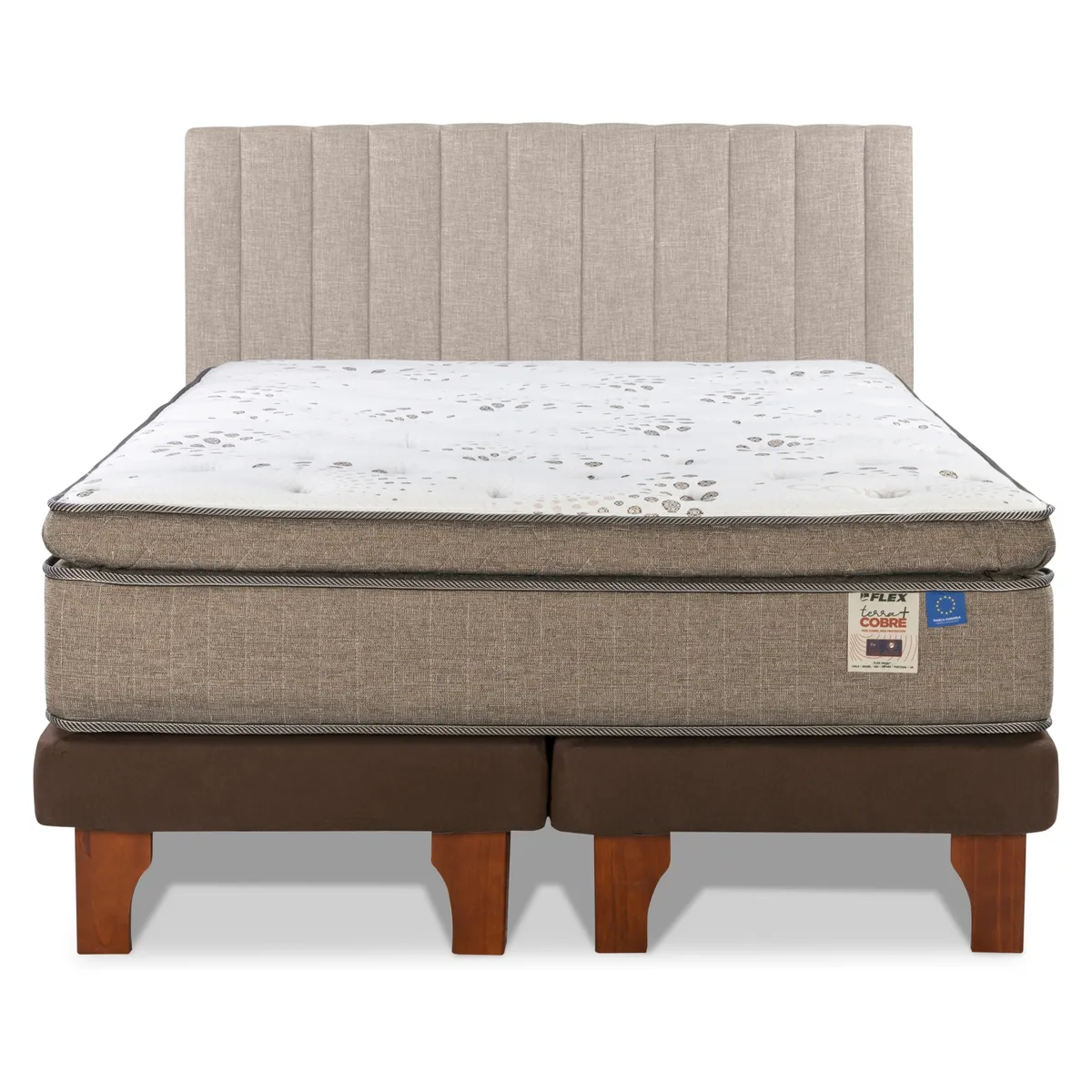 FLEX - Cama Europea Terra Cobre King + Respaldo Flex