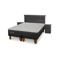 CIC - Cama Europea Hybrid Plus 2 Plazas + Respaldo + 2 Veladores
