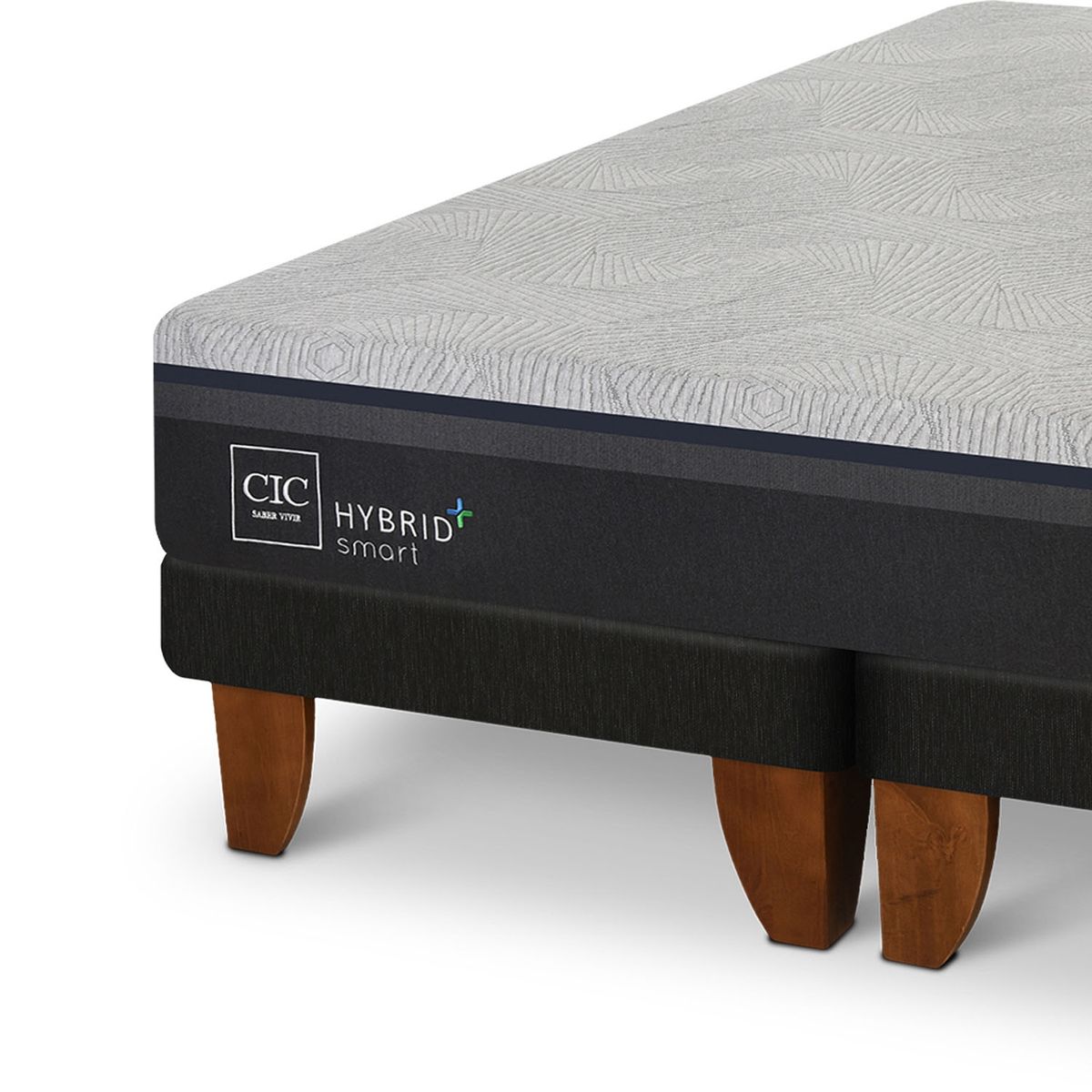 CIC - Cama Europea Hybrid Plus 2 Plazas + Respaldo + 2 Veladores Cic