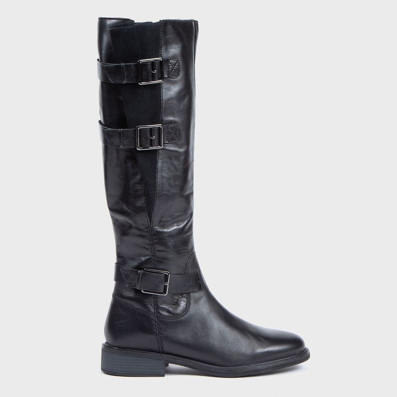 CLARKS - Bota Biker Larga Mujer Cuero Negro Clarks