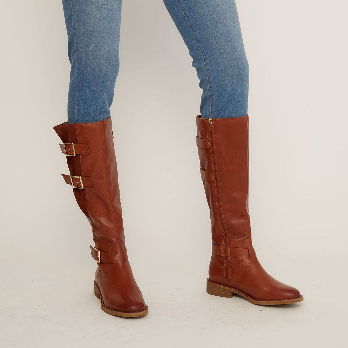 CLARKS - Bota Biker Larga Mujer Cuero Café Clarks