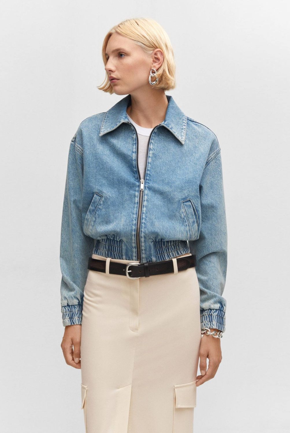 MANGO - Chaqueta Bomber Denim Mujer Mango