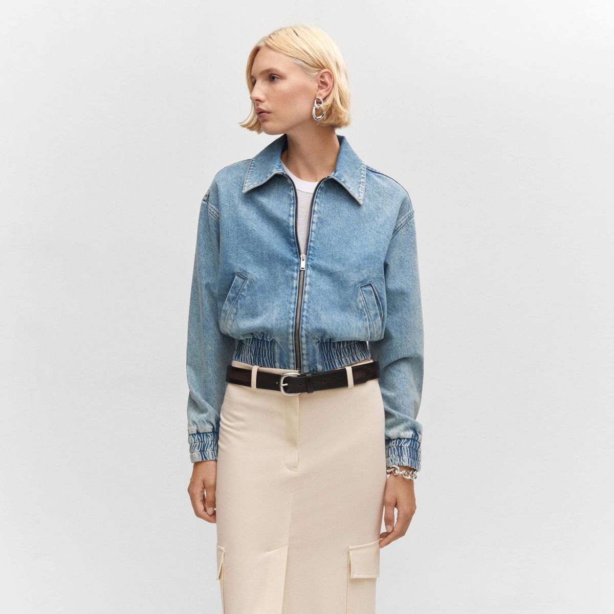 MANGO - Chaqueta Bomber Denim Mujer Mango