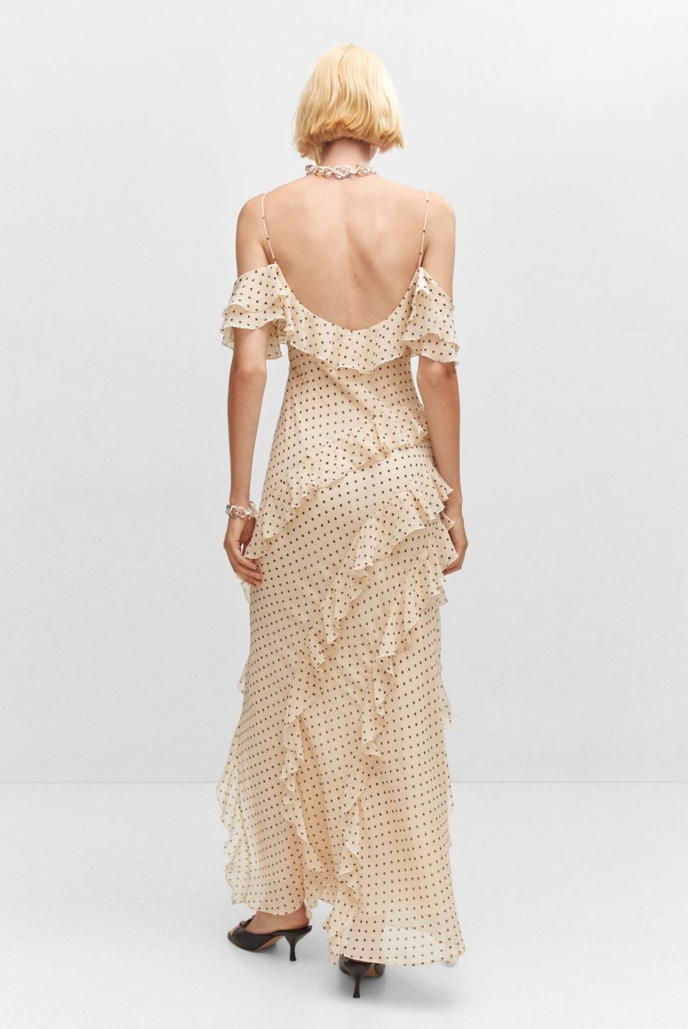MANGO - Vestido Lunares Volantes Mujer Mango