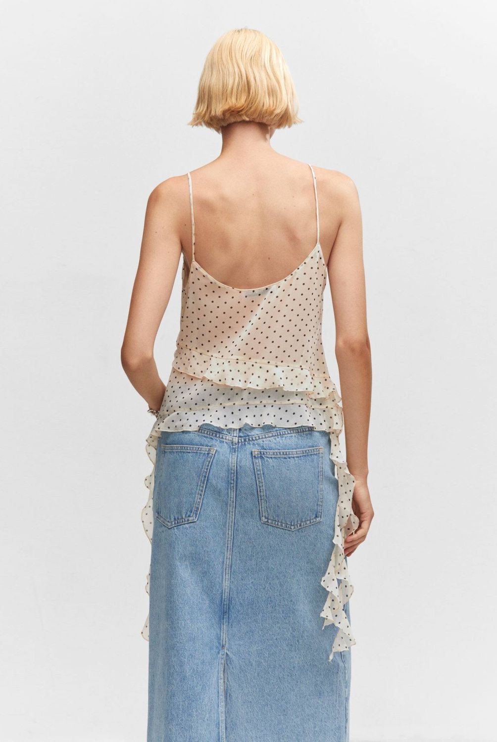 MANGO - Crop Top Volantes Gasa Mujer Mango