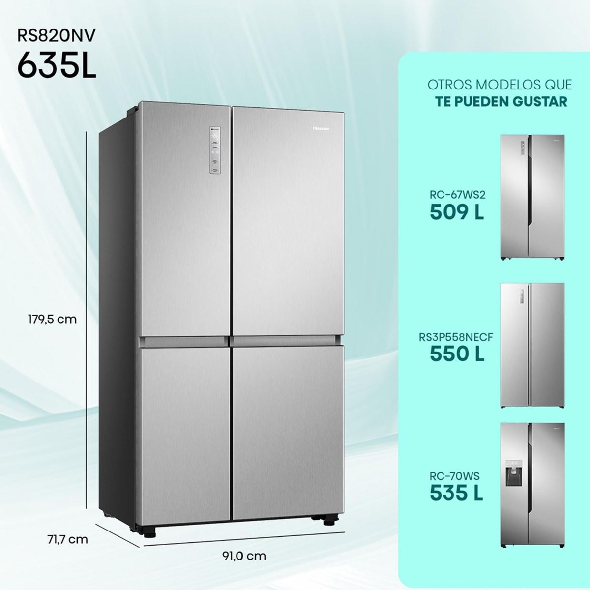 HISENSE - Refrigerador Side by Side 635 Litros No Frost RS820NV Hisense